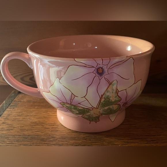 Disney Store Sleeping Beauty Aurora Pink Flowers Butterflies Coffee Mug - Picture 3 of 4